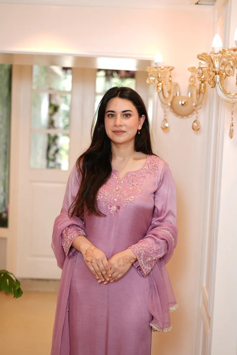 Lilac Blossom Embroidered Suit