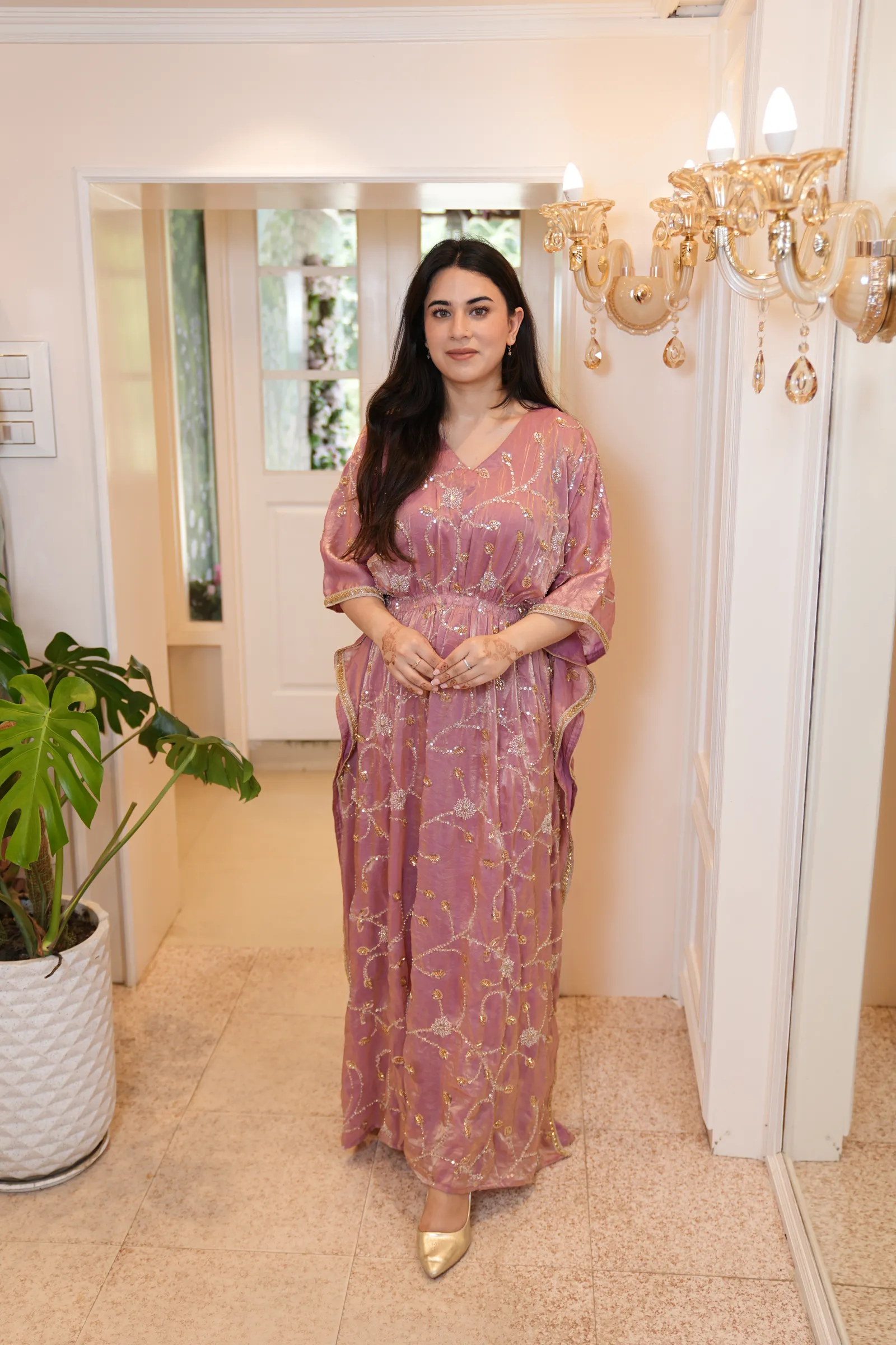 Rose Pink Jaal Kaftan — photo 2