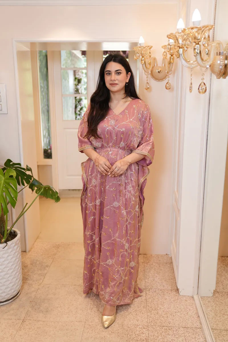Rose Pink Jaal Kaftan