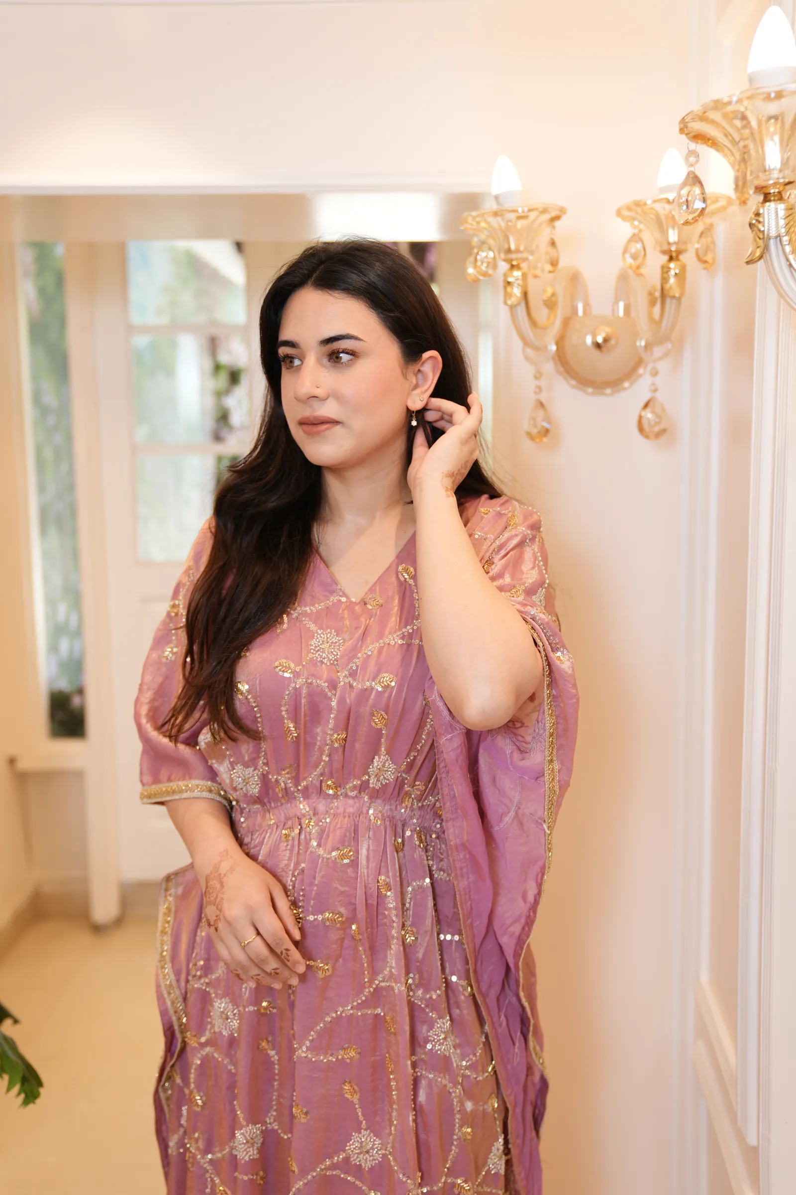 Rose Pink Jaal Kaftan — photo 3