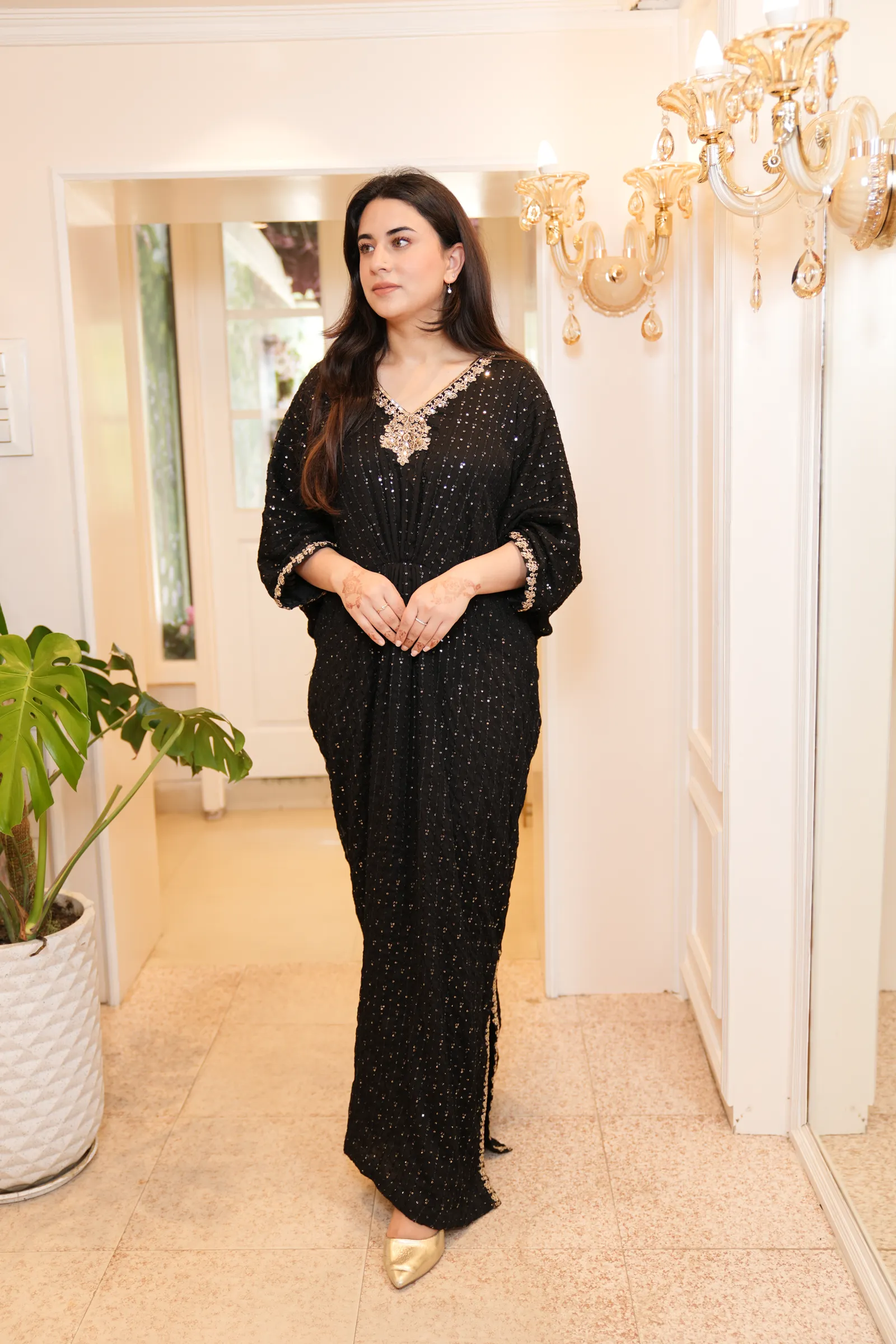 Noor Zardozi Black Kaftan — photo 3