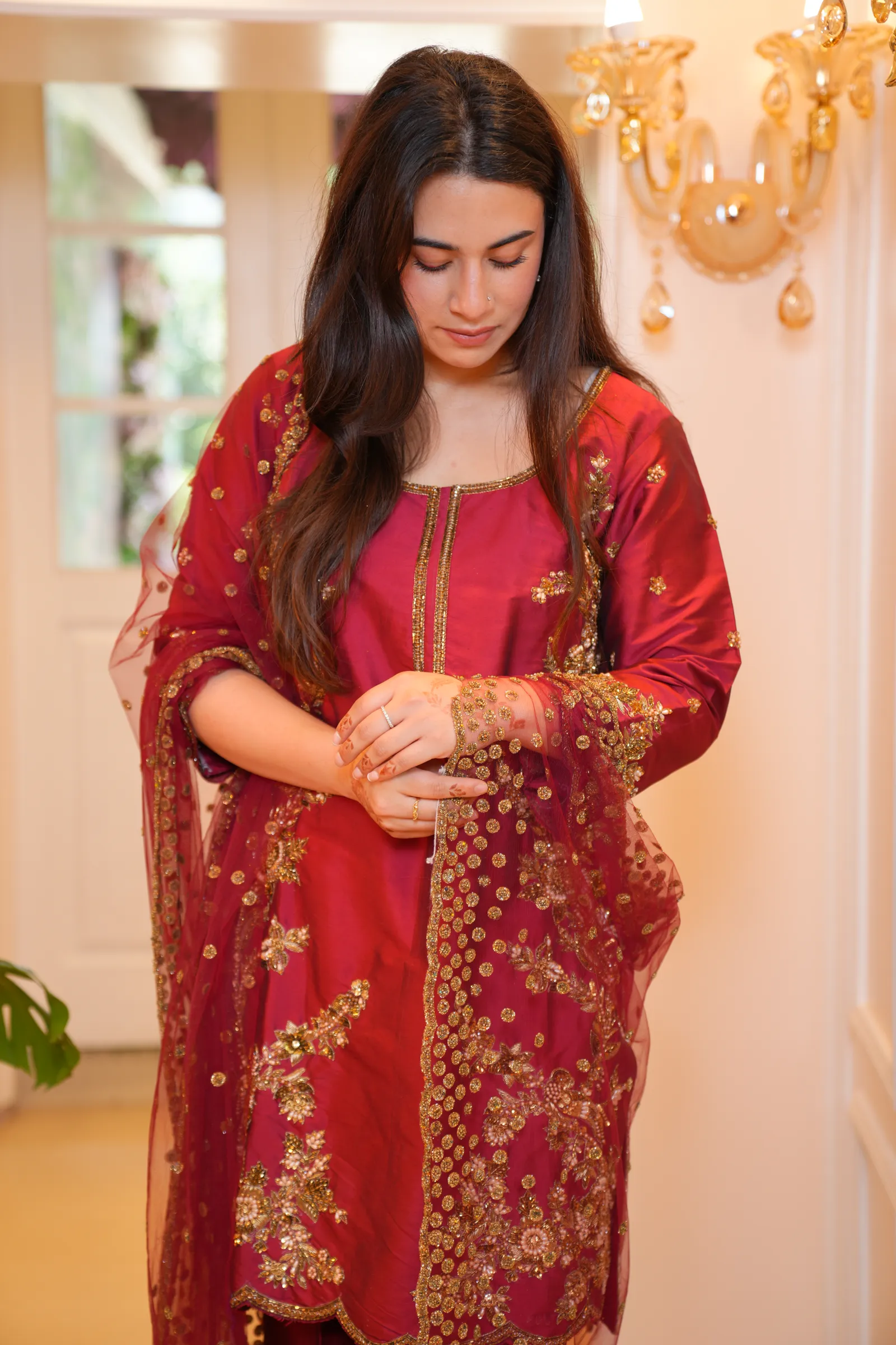 Maroon Zardozi Heirloom Suit — photo 2