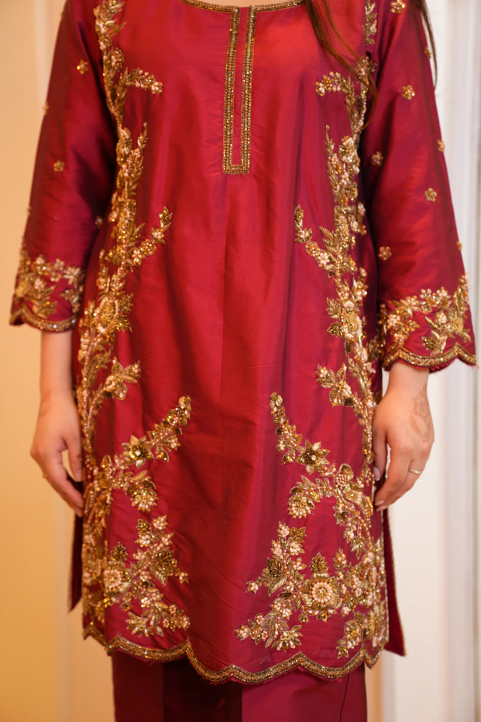 Maroon Zardozi Heirloom Suit — photo 3