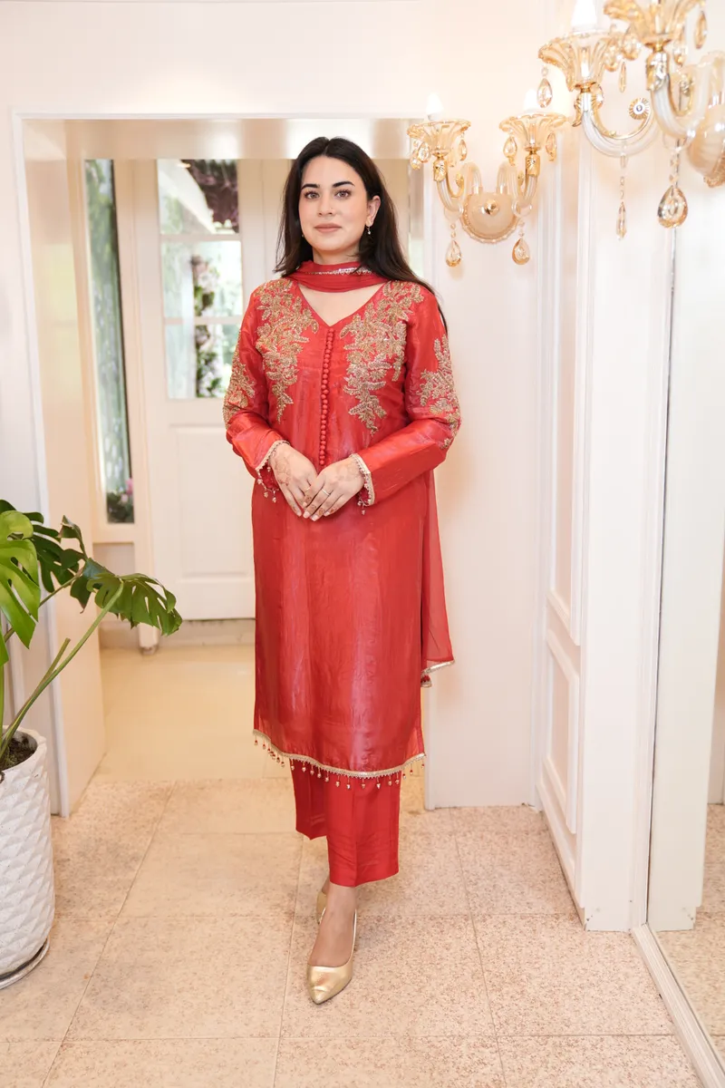 Scarlet Tissue Zardozi Suit