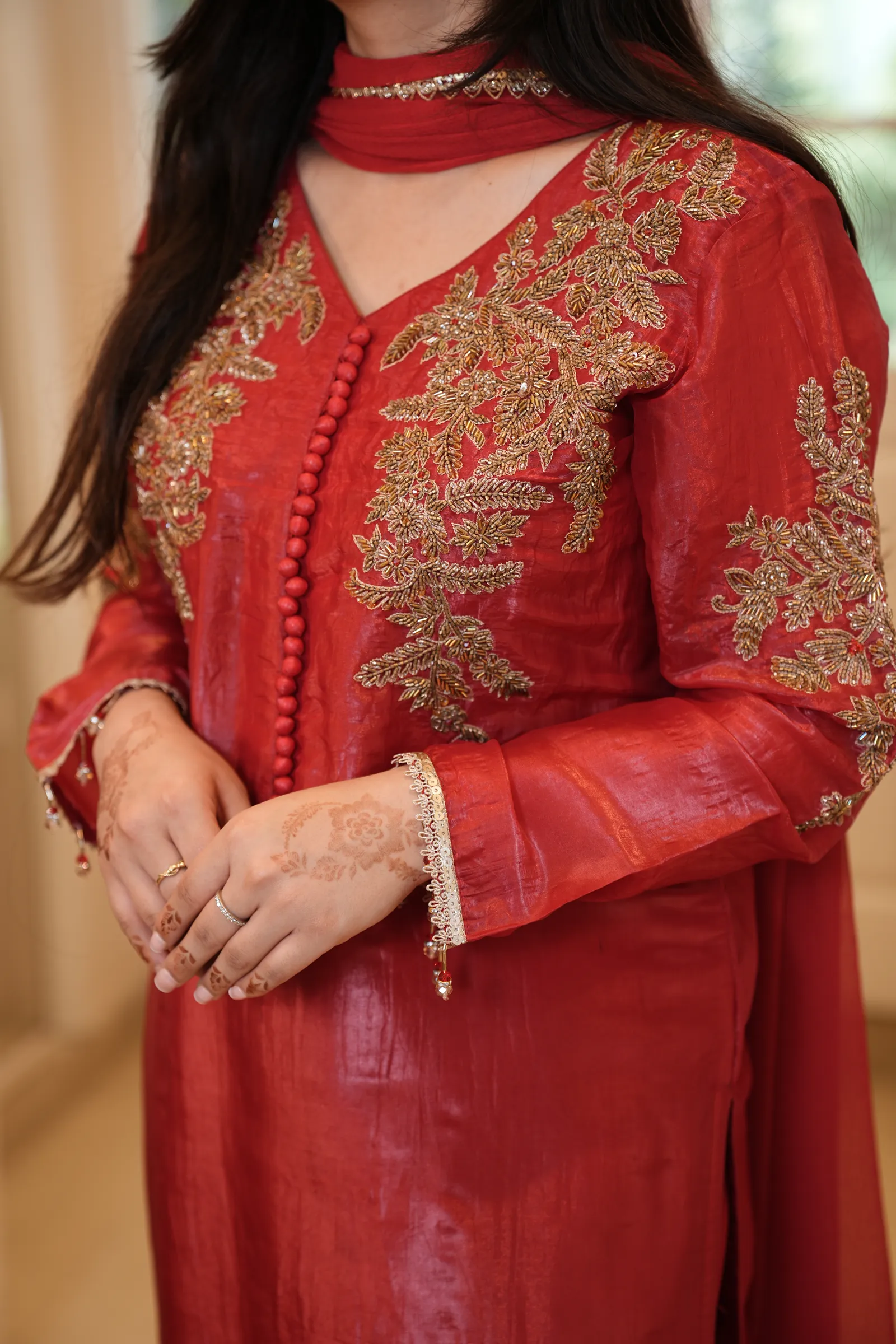 Scarlet Tissue Zardozi Suit — photo 2