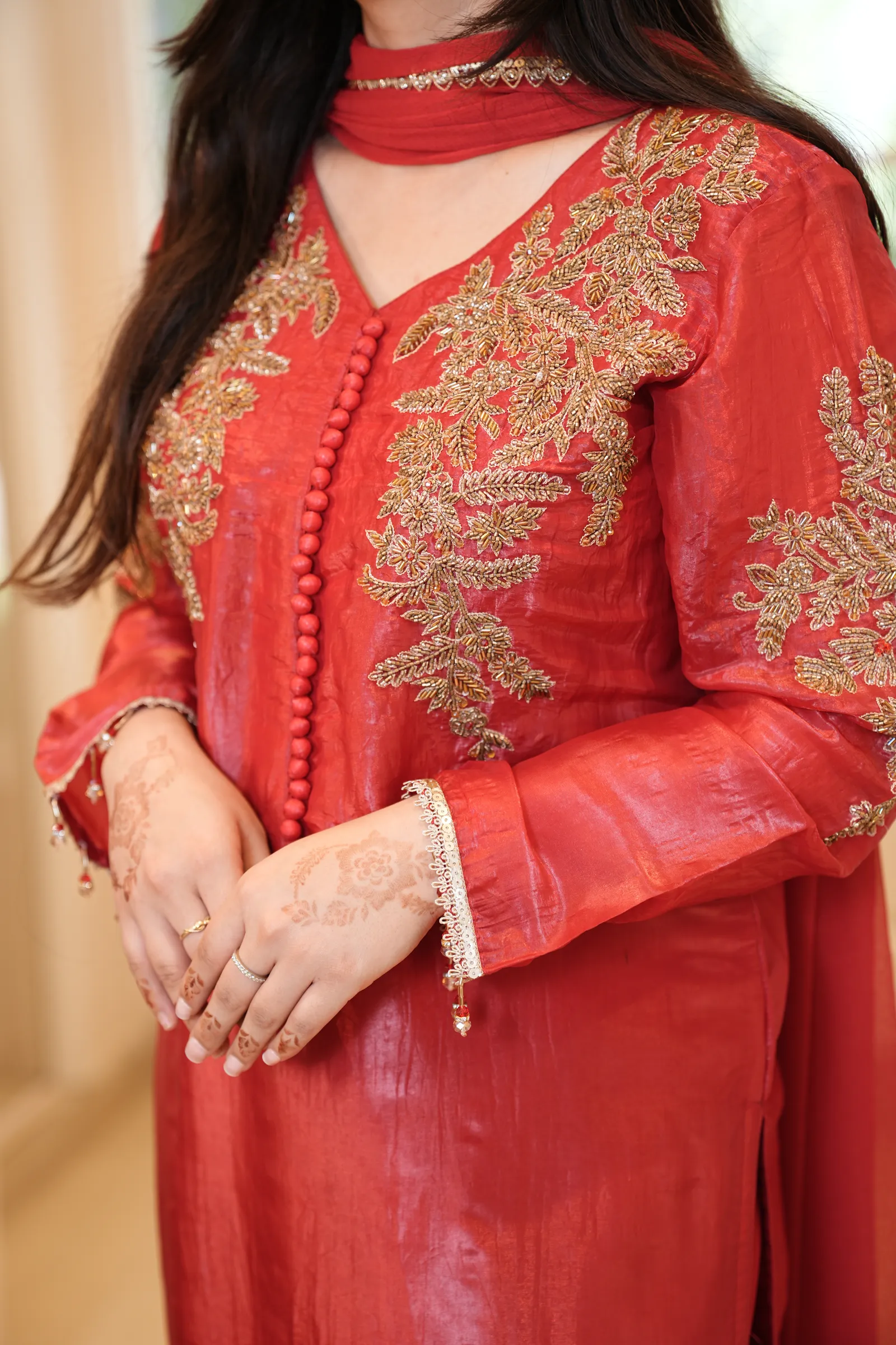 Scarlet Tissue Zardozi Suit — photo 3