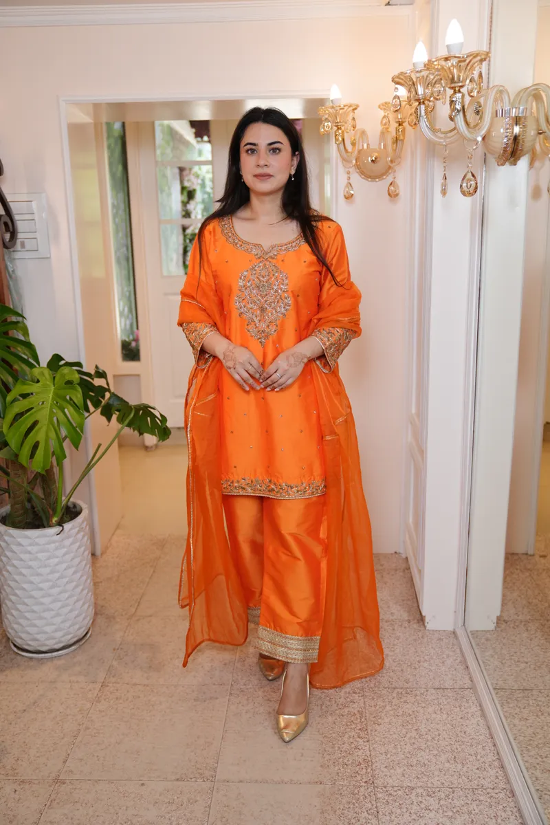 Amber Zardozi Silk Suit