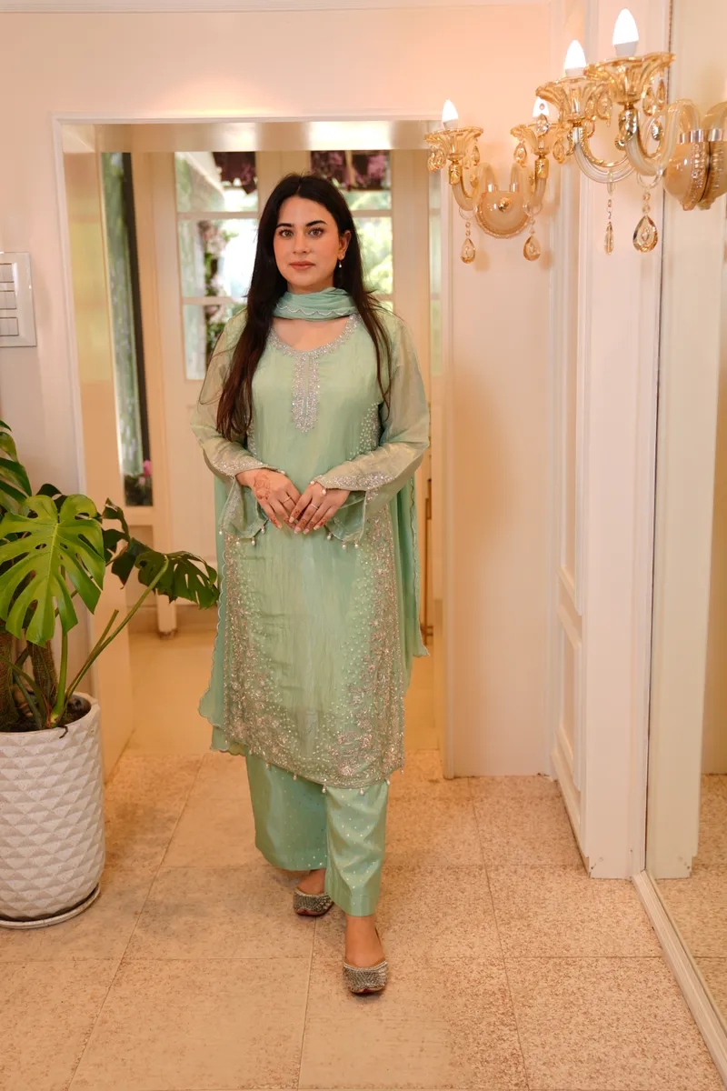 Mint Pearl Dabka Suit