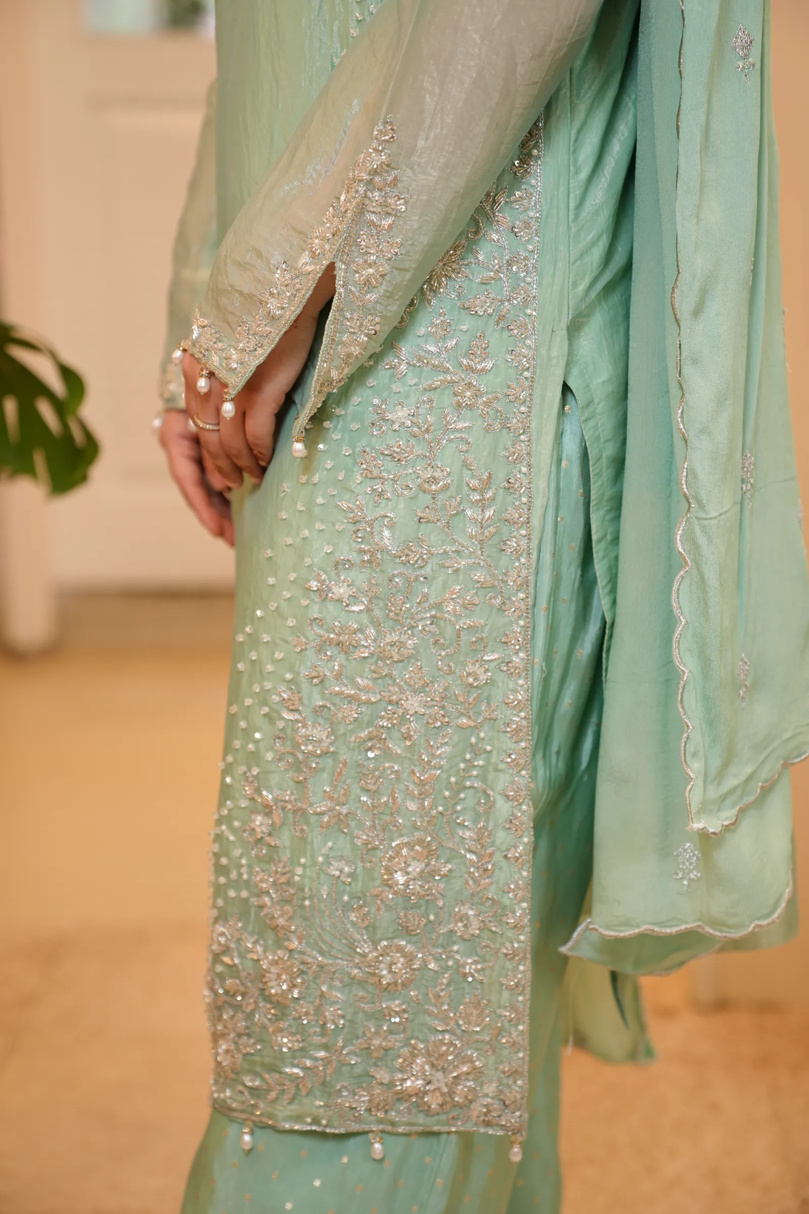 Mint Pearl Dabka Suit — photo 8