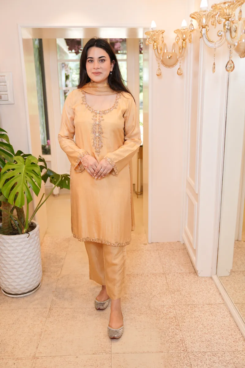 Champagne Gold Silk Suit