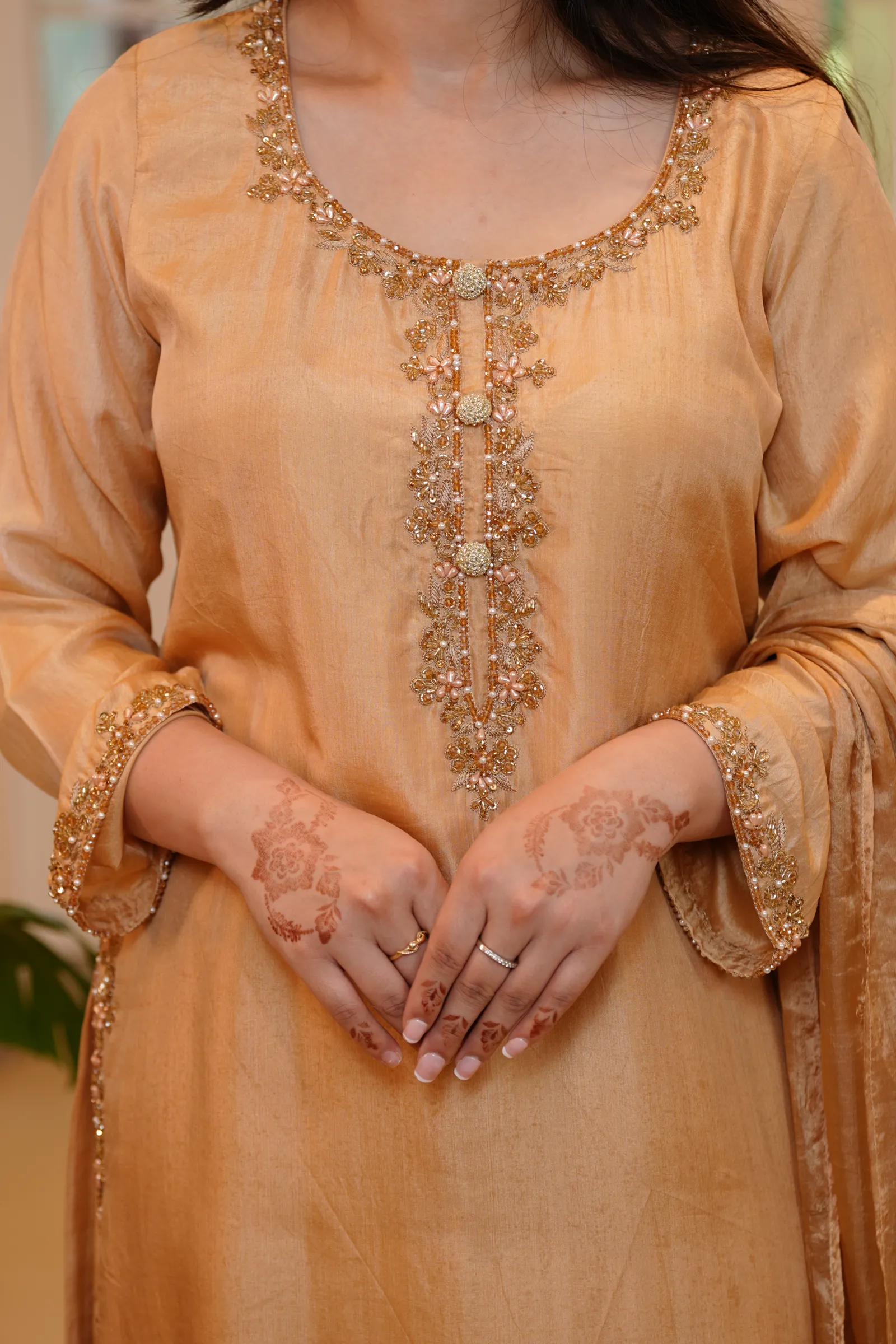 Champagne Gold Silk Suit — photo 9