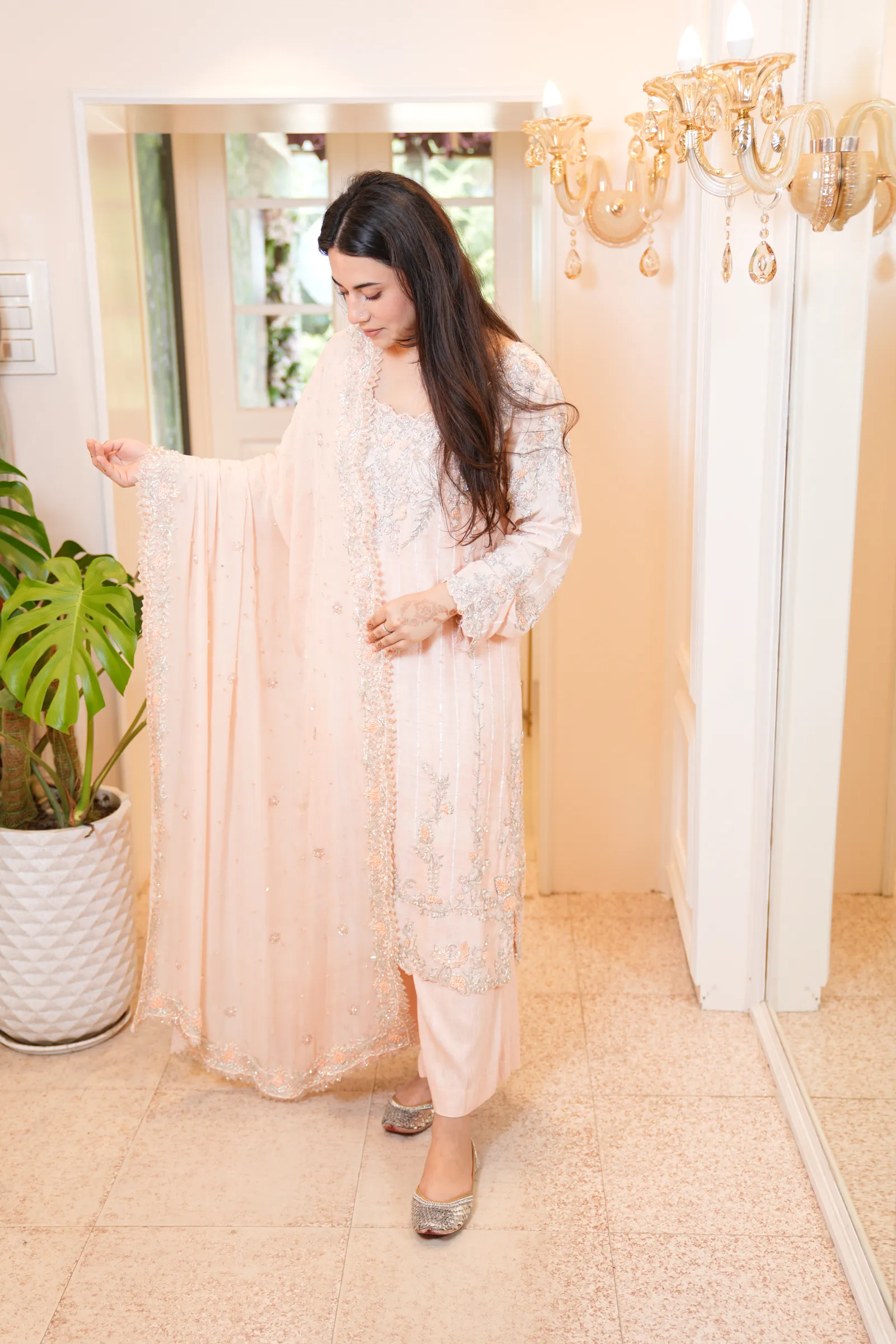 Peach Blossom Zardozi Suit — photo 4