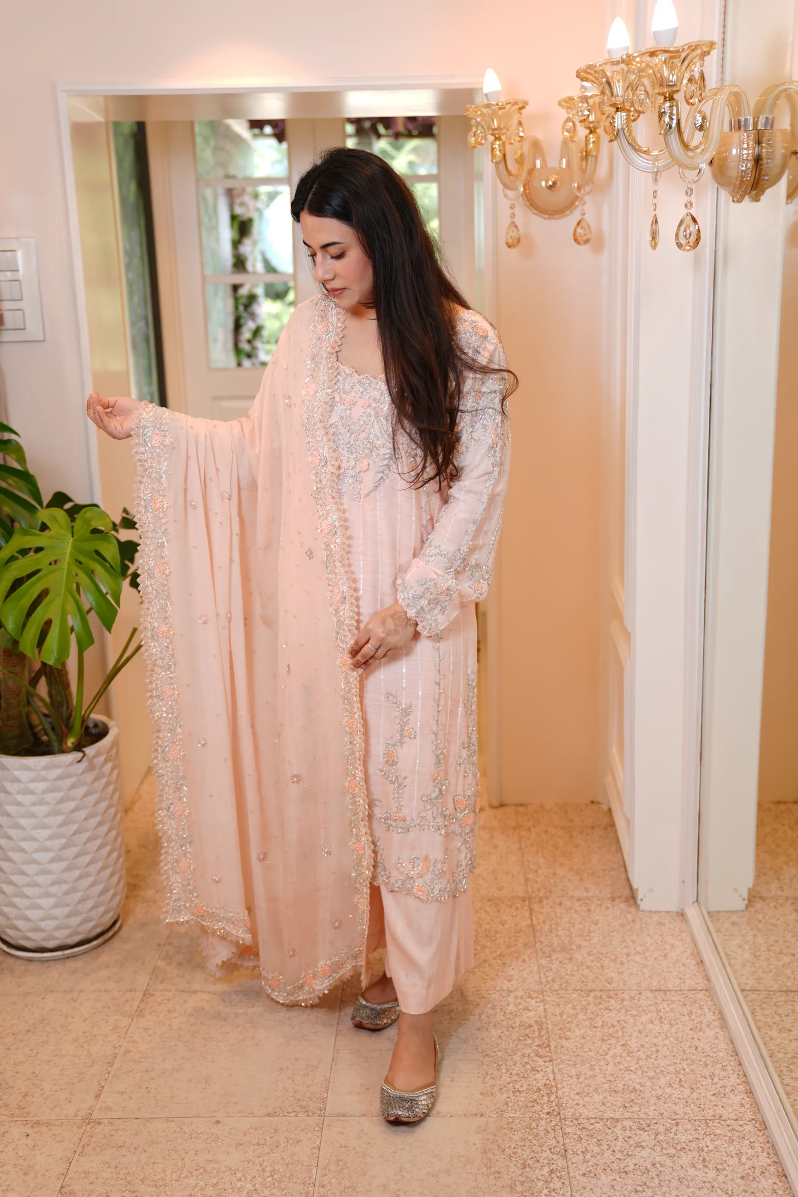 Peach Blossom Zardozi Suit — photo 5