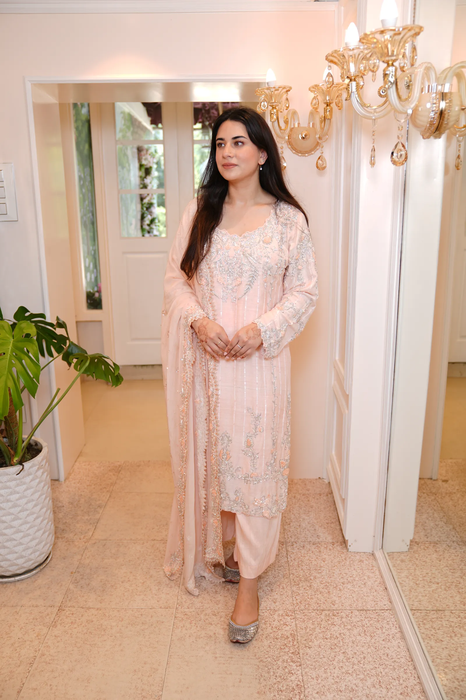 Peach Blossom Zardozi Suit — photo 2