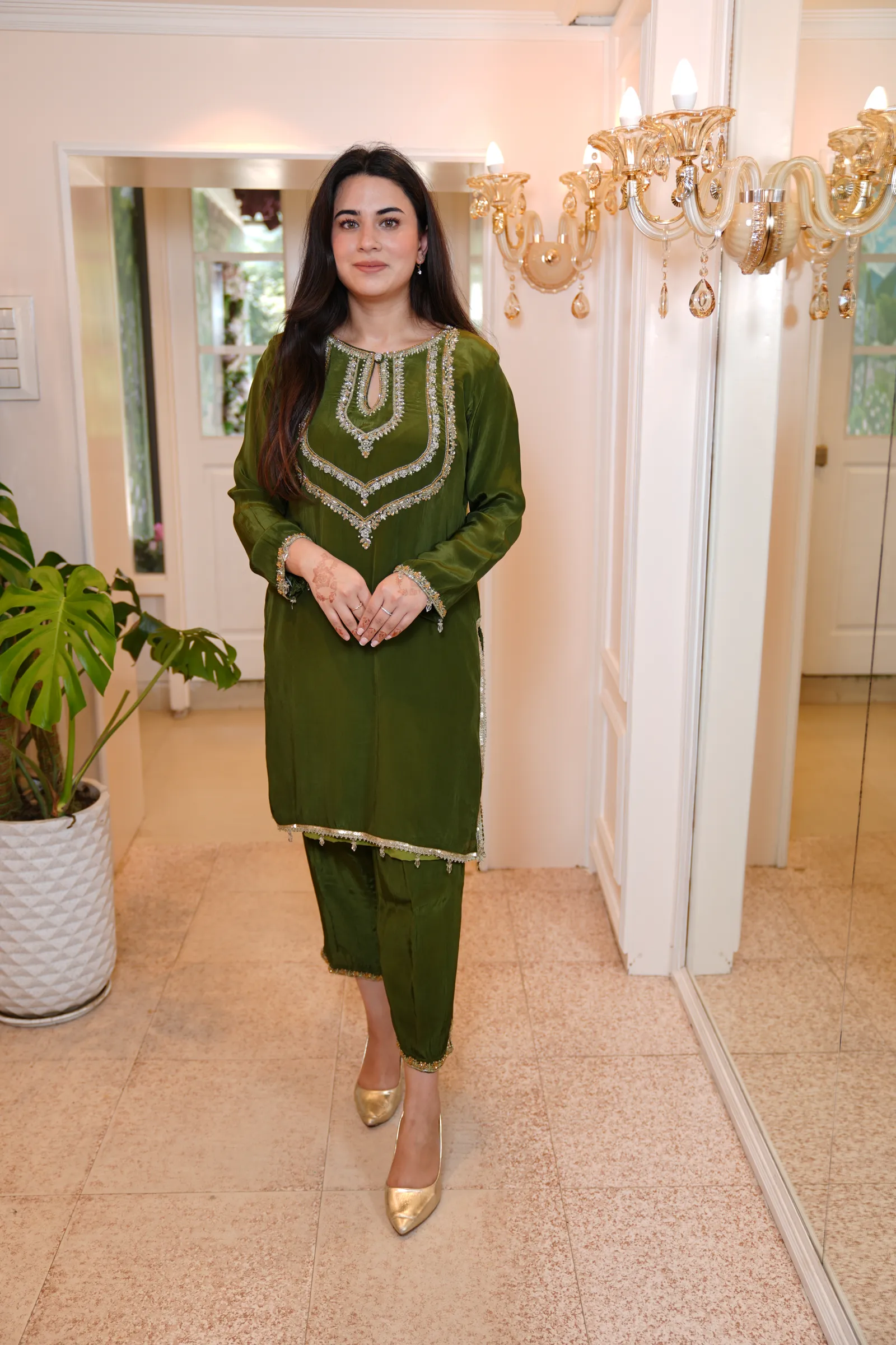 Mehndi Green Tilla Kurta Set — photo 2