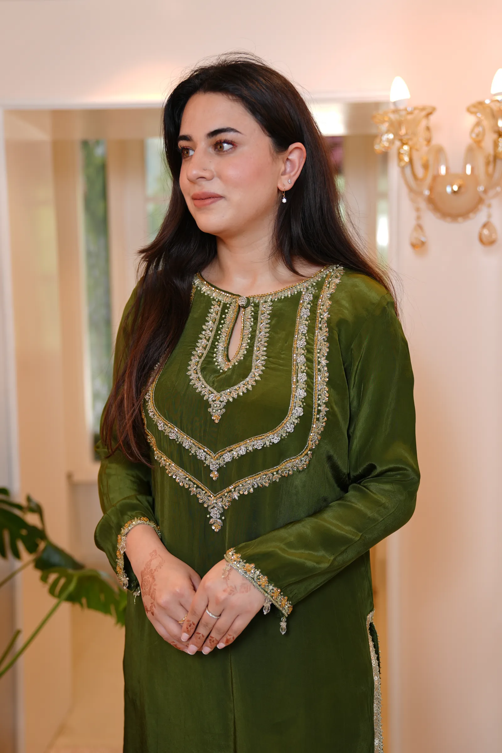 Mehndi Green Tilla Kurta Set — photo 3
