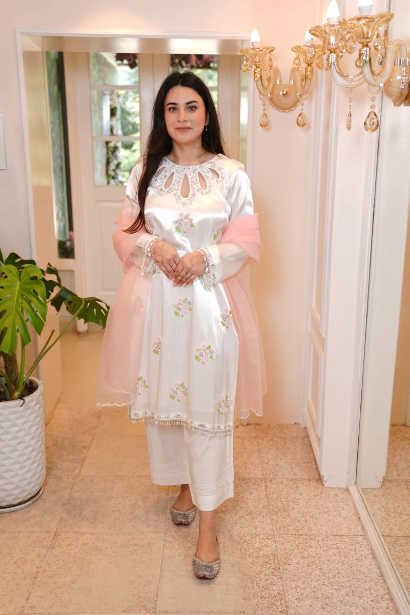 Ivory Petal Neckline Suit