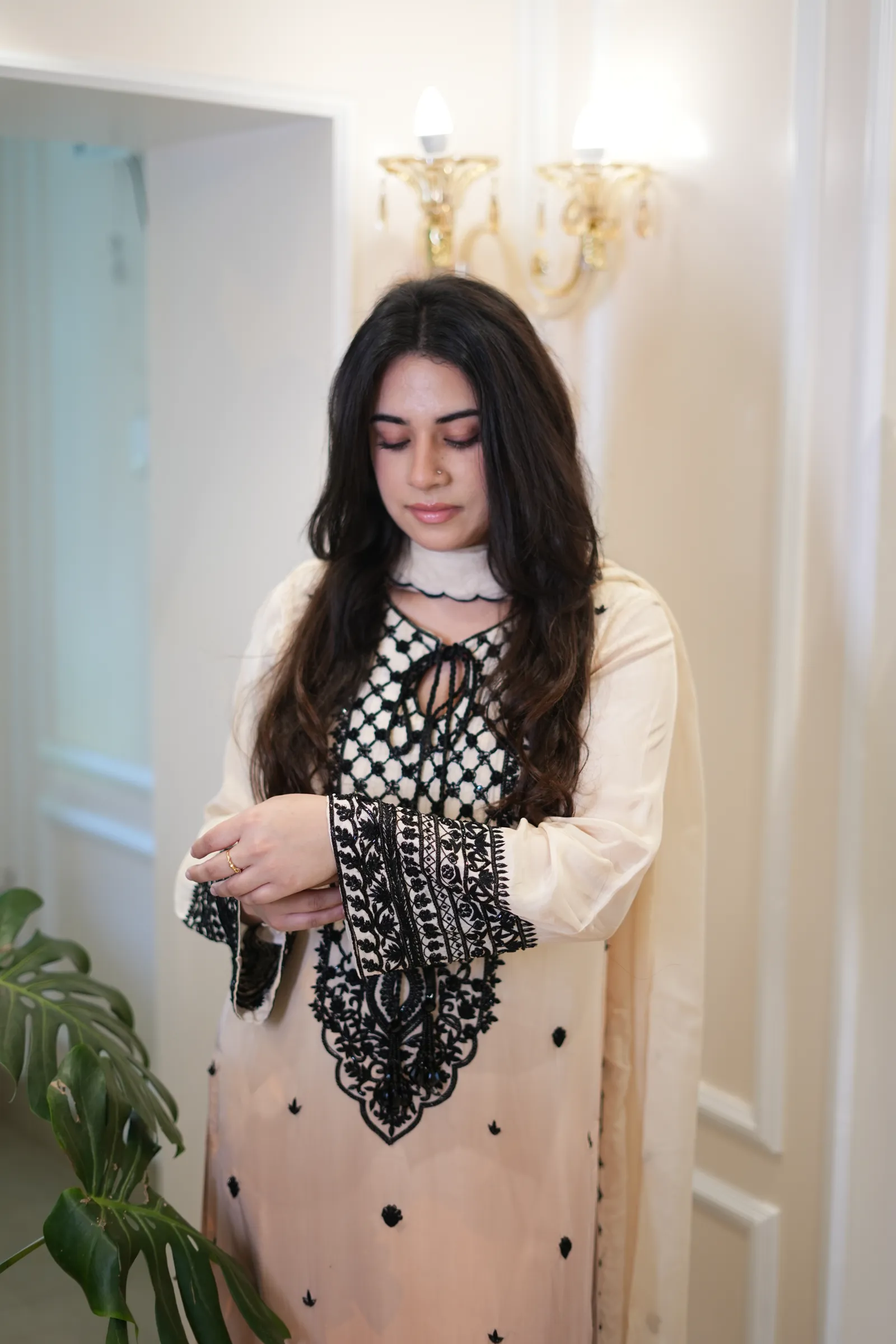 Ivory Peach Ombré Cross-Stitch Suit — photo 3