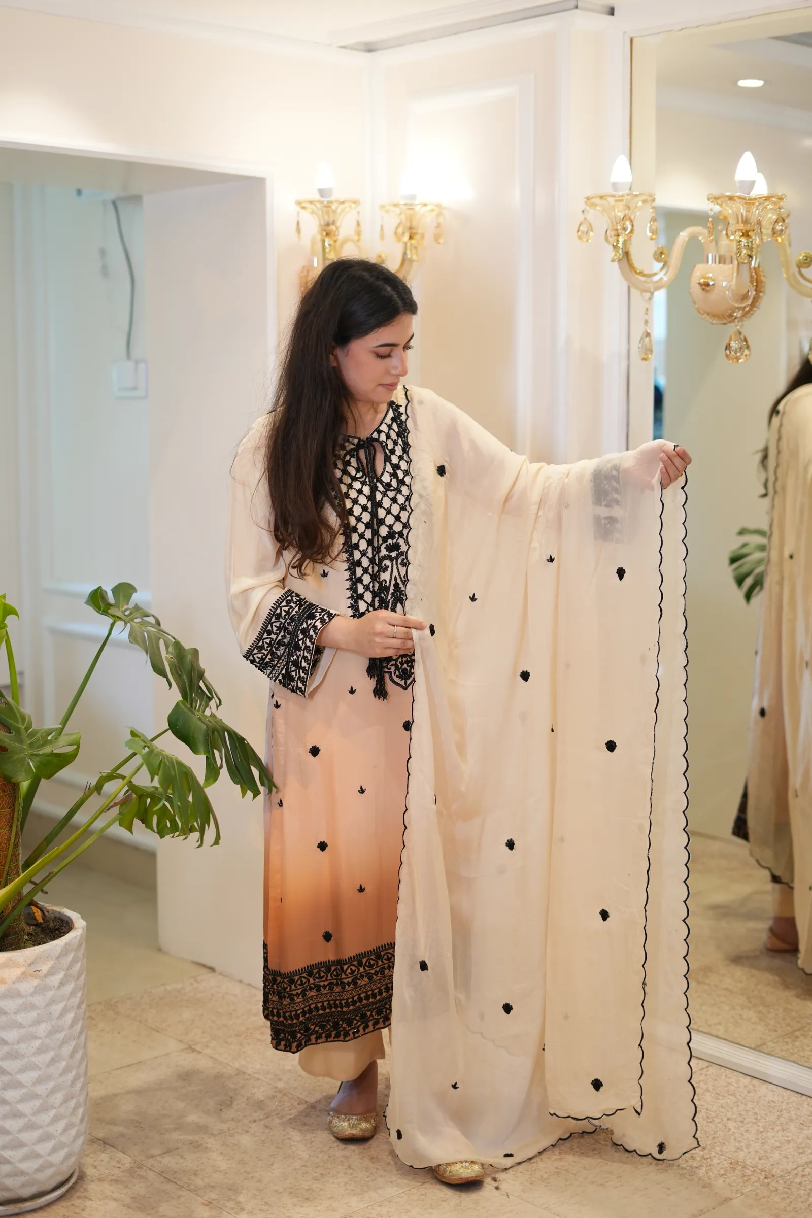 Ivory Peach Ombré Cross-Stitch Suit — photo 8