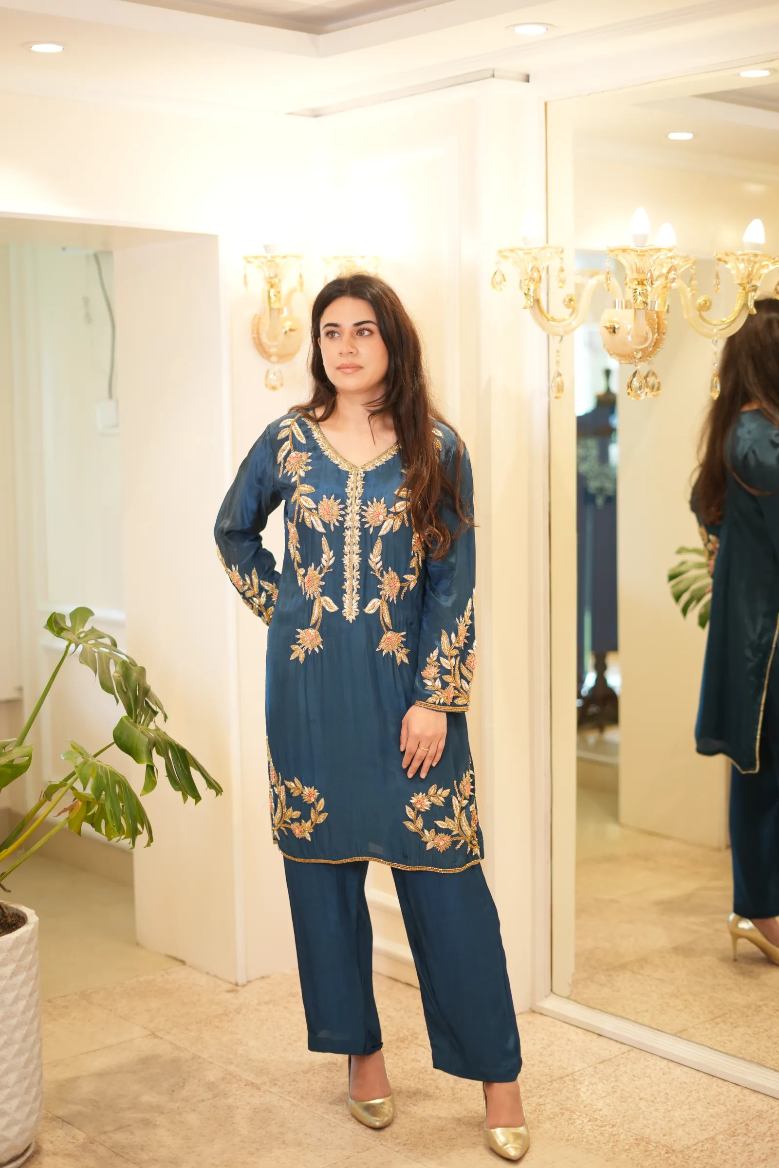 Teal Zardozi Suit — photo 2