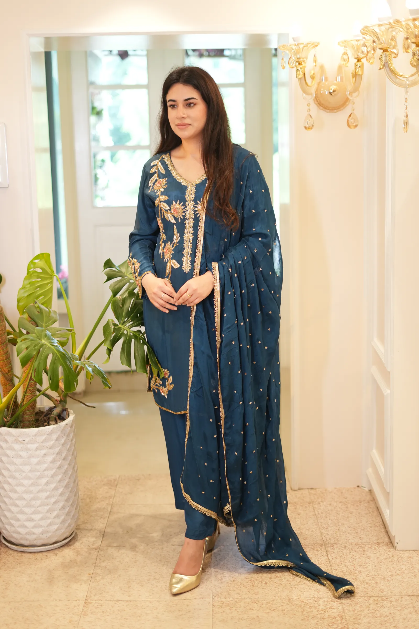 Teal Zardozi Suit — photo 3