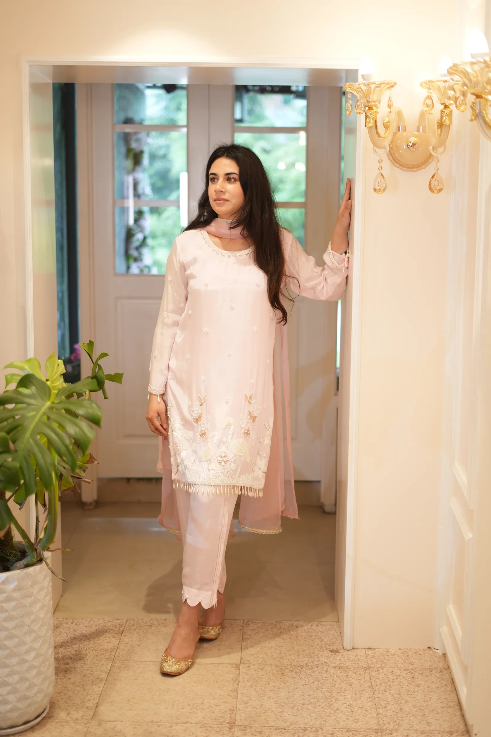 Blush Flamingo Embroidered Suit — photo 2