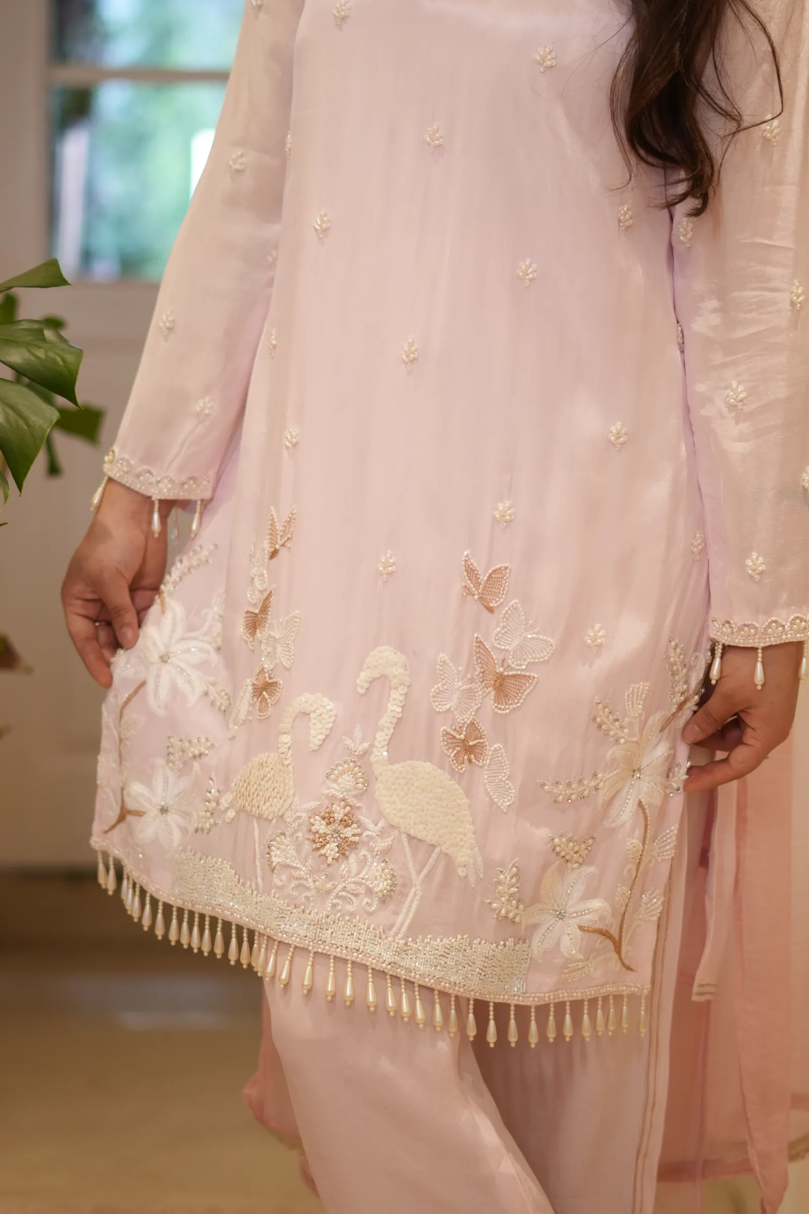 Blush Flamingo Embroidered Suit — photo 3