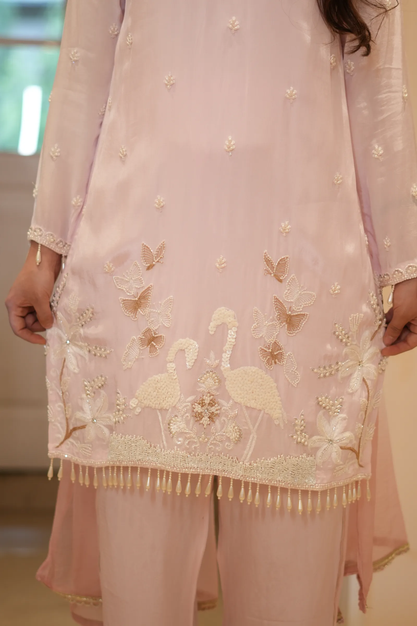 Blush Flamingo Embroidered Suit — photo 4