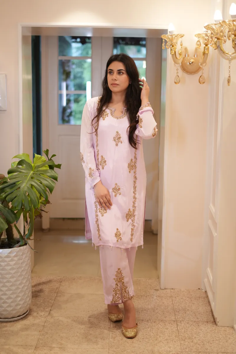 Lilac Zardozi Buti Suit