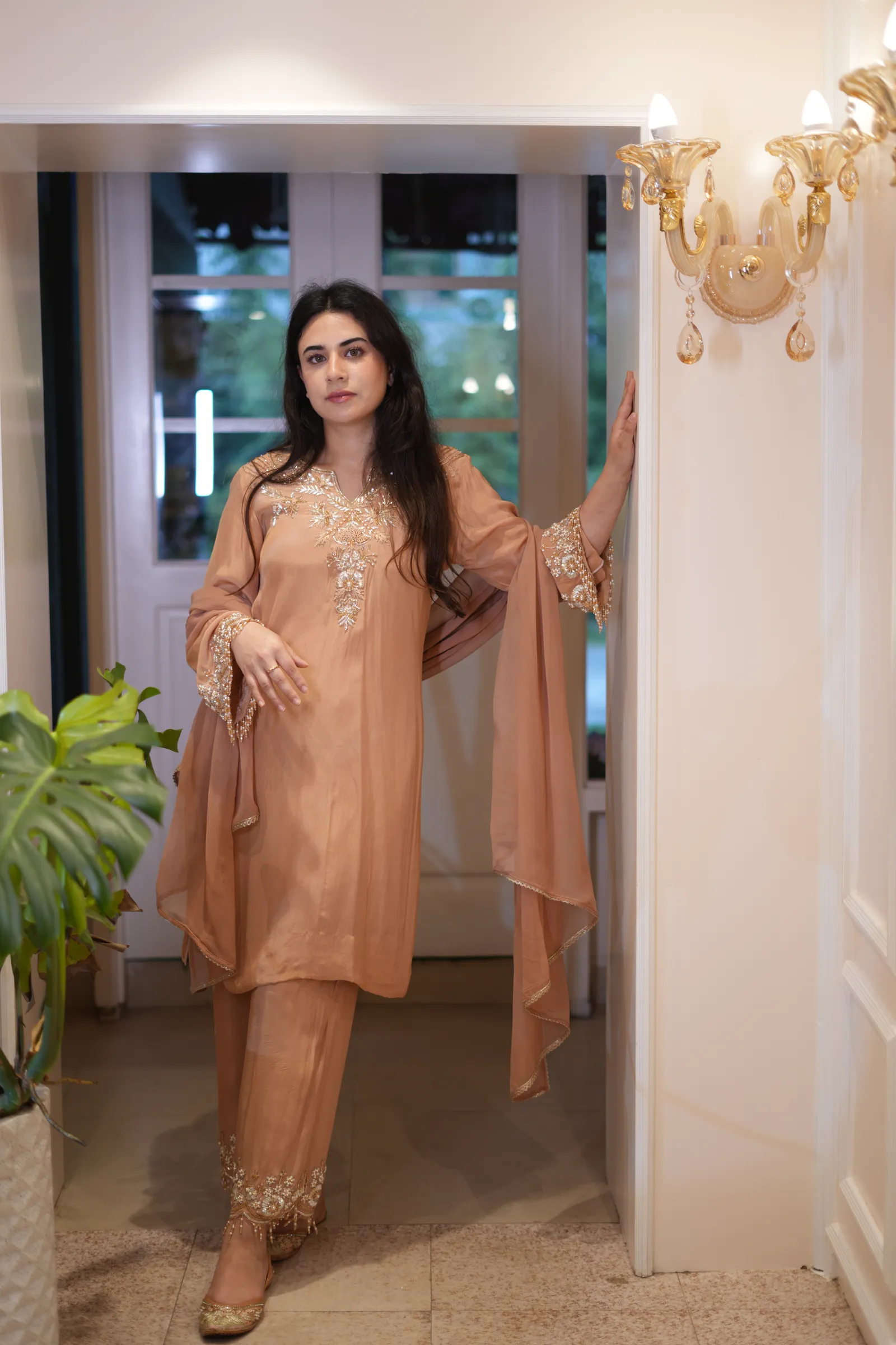 Peach Pearl Zardozi Suit — photo 2