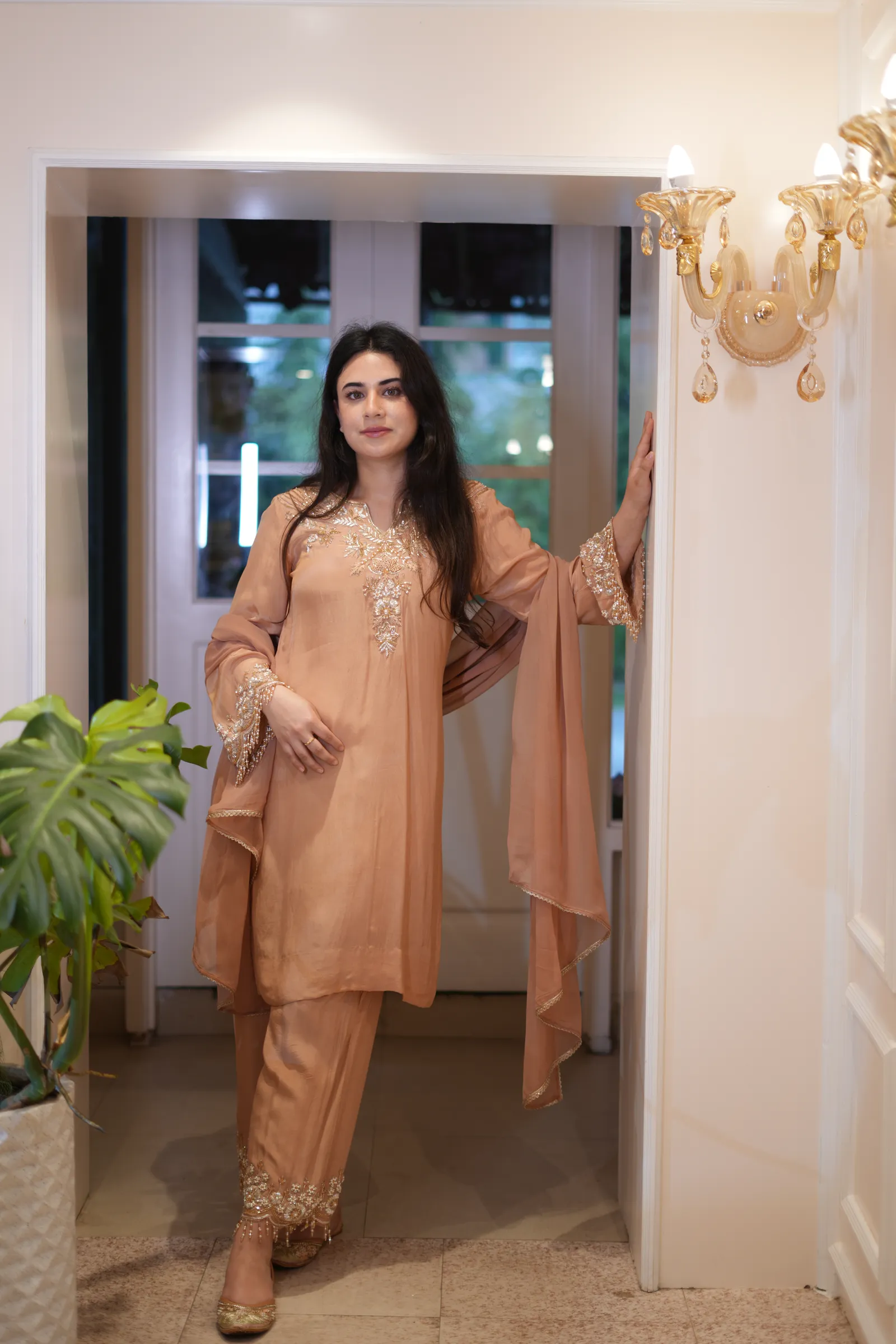 Peach Pearl Zardozi Suit — photo 3