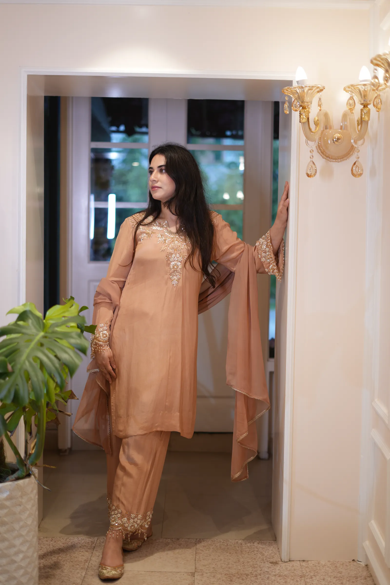 Peach Pearl Zardozi Suit — photo 4