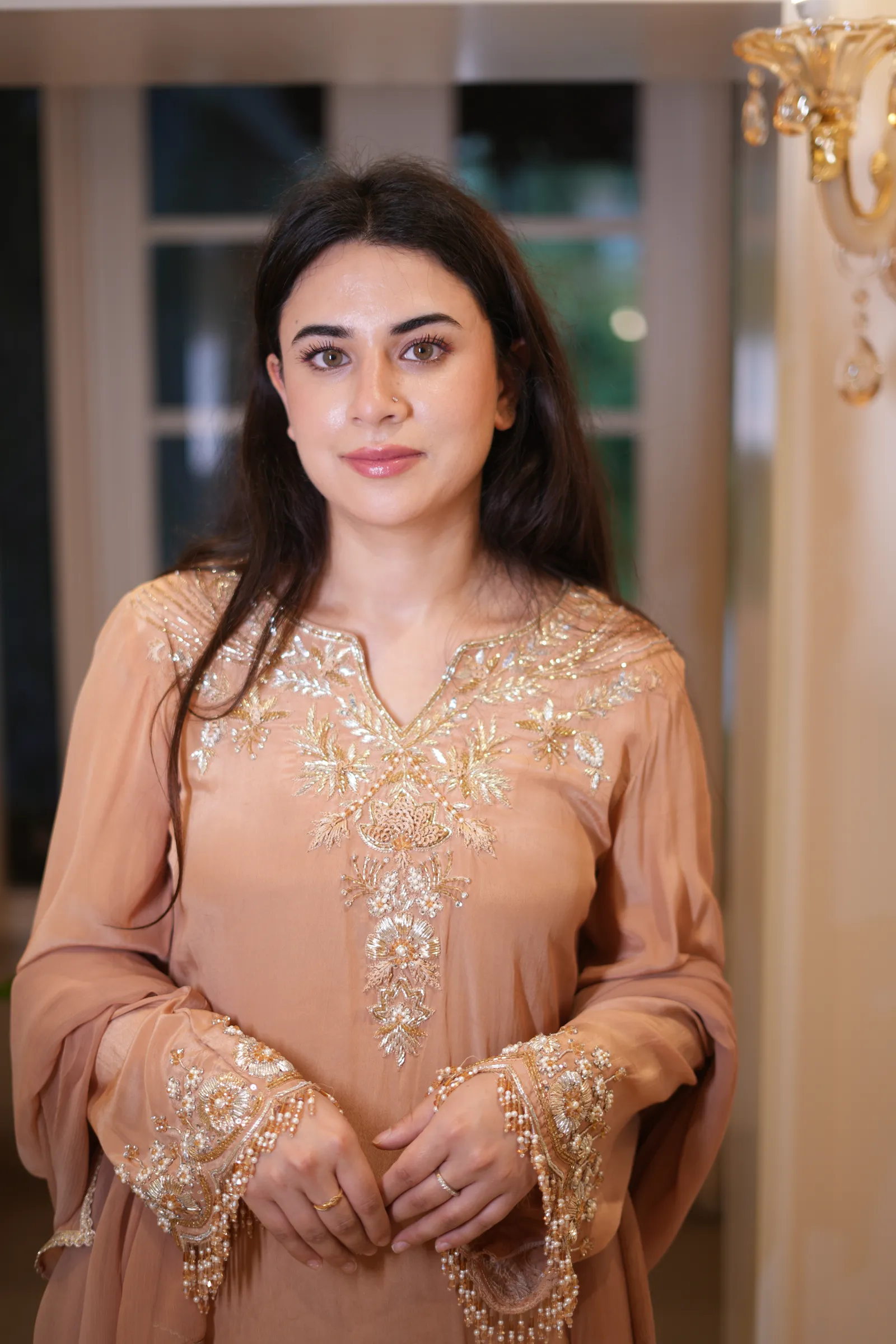Peach Pearl Zardozi Suit — photo 7