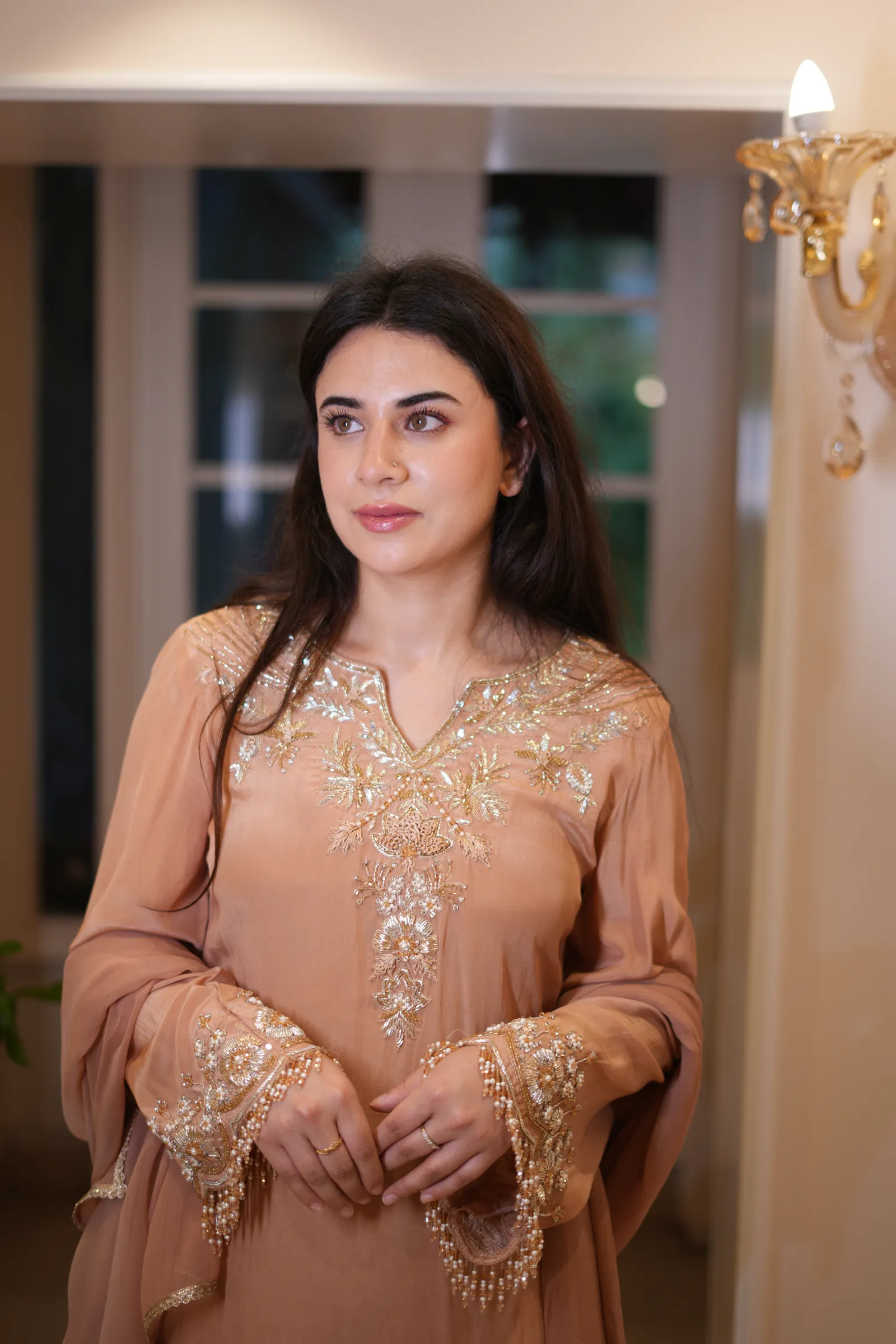 Peach Pearl Zardozi Suit — photo 8