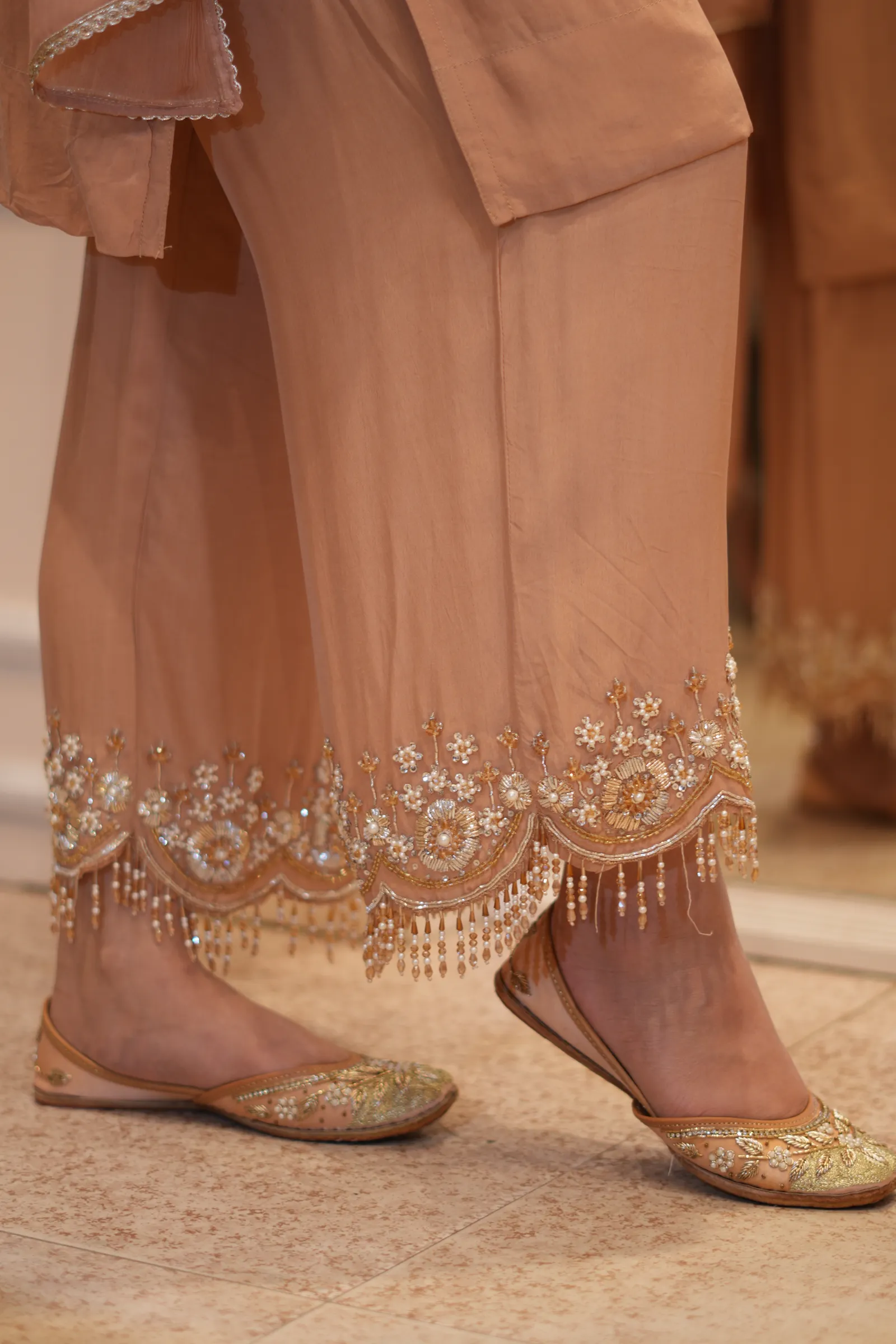 Peach Pearl Zardozi Suit — photo 11