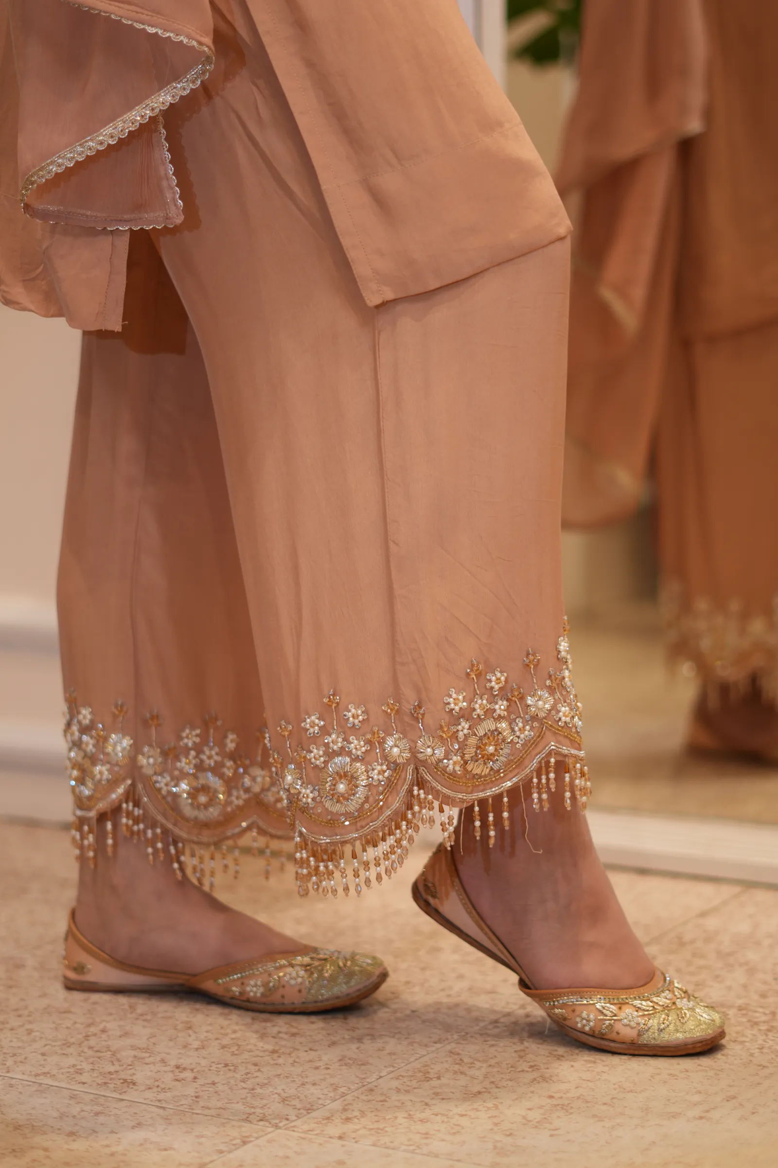 Peach Pearl Zardozi Suit — photo 12