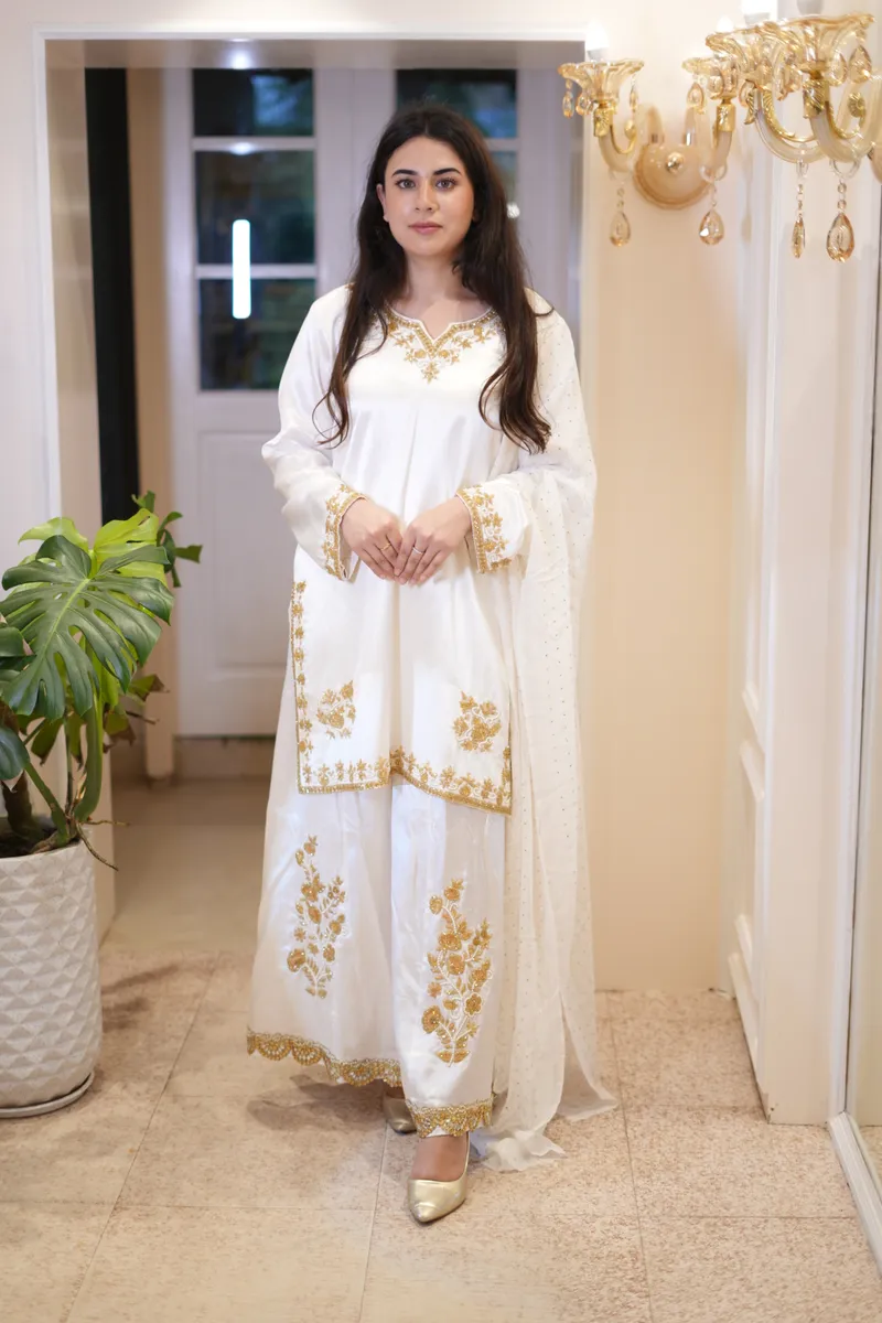 Ivory Gold Gharara Set