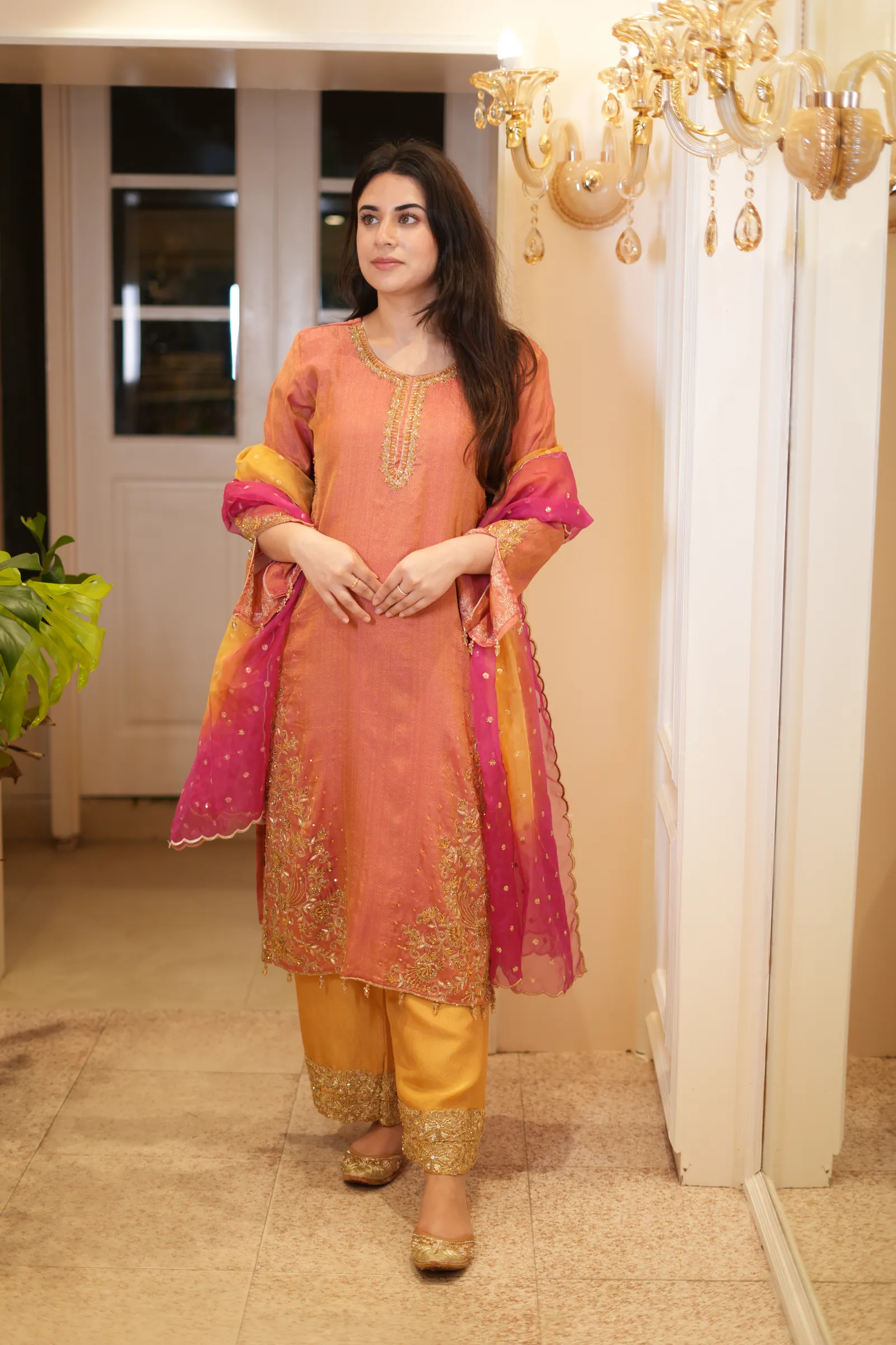 Sunset Ombré Zardozi Suit — photo 2