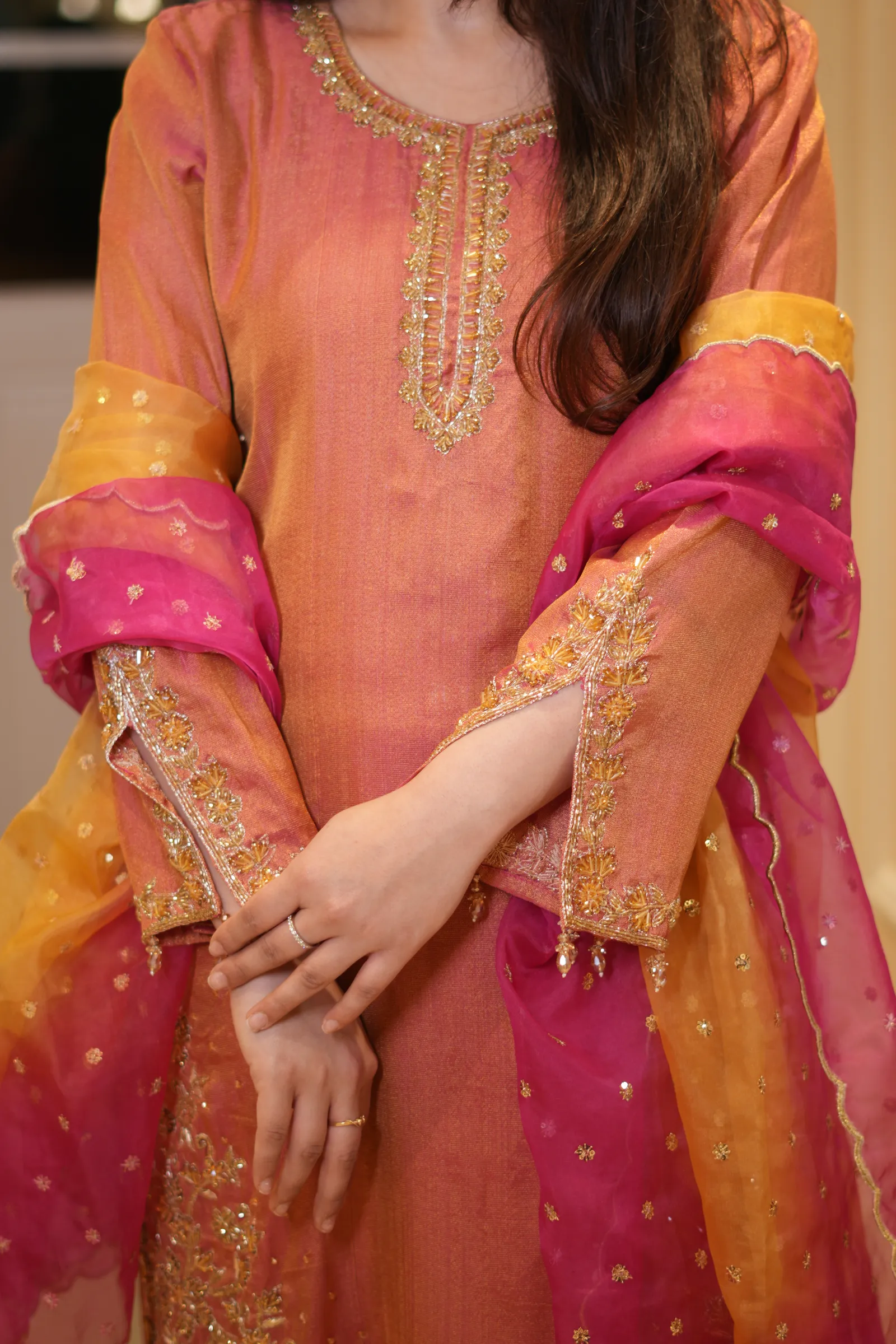 Sunset Ombré Zardozi Suit — photo 4