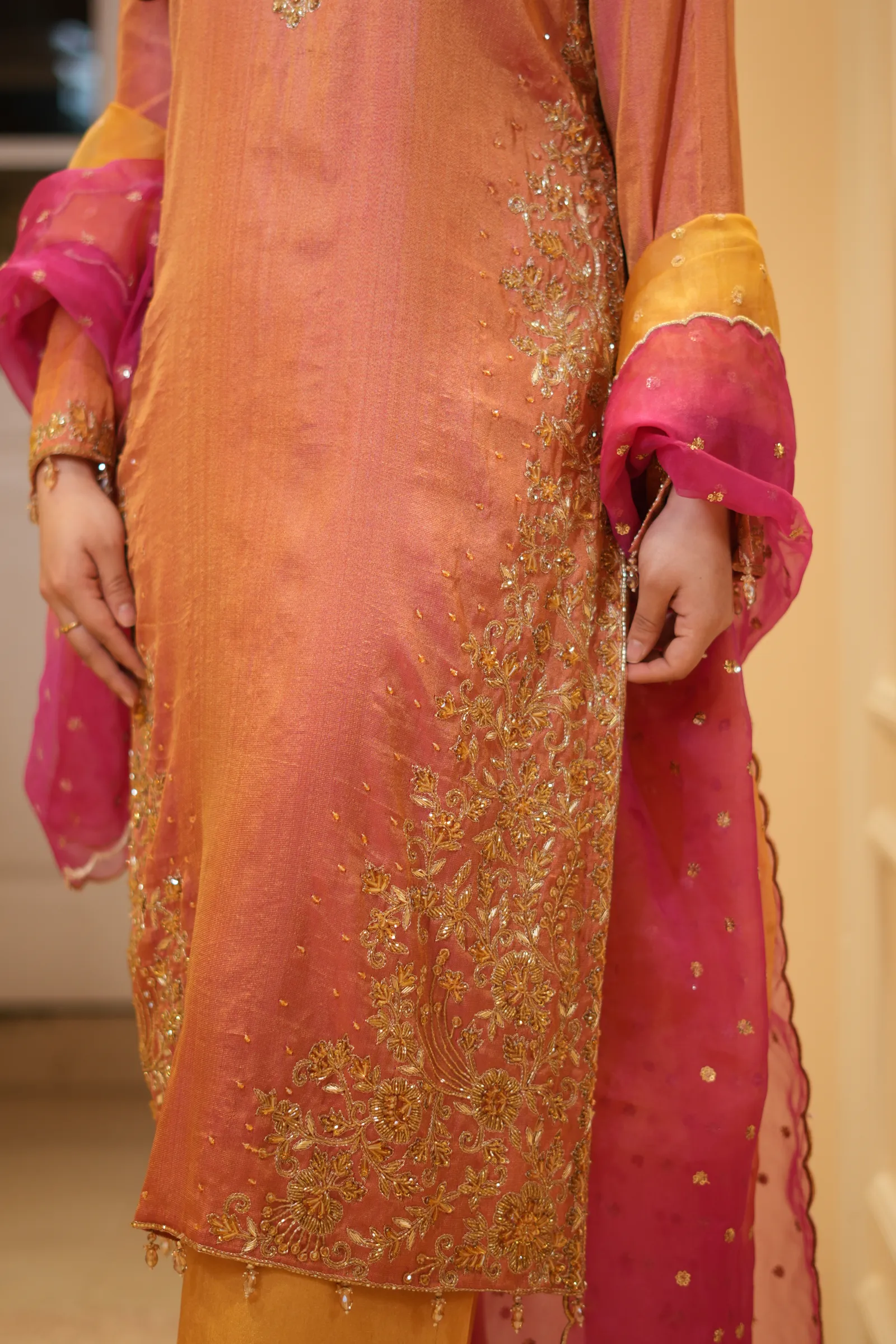 Sunset Ombré Zardozi Suit — photo 5