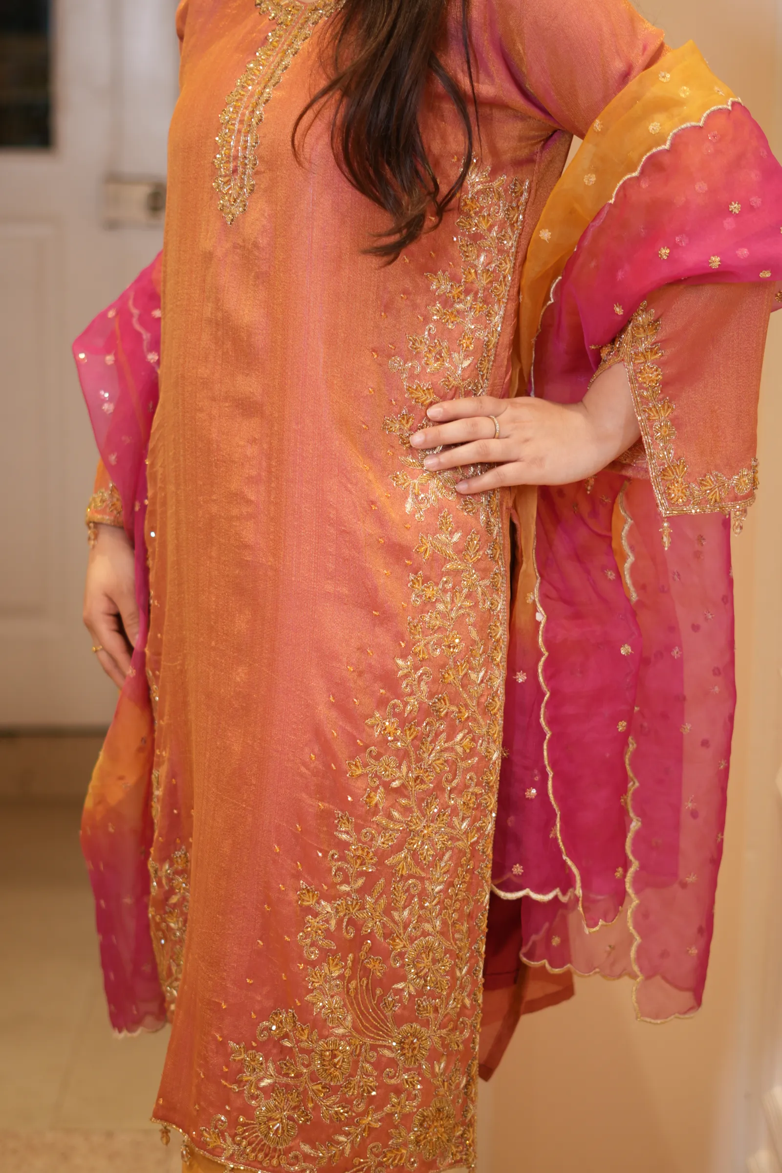 Sunset Ombré Zardozi Suit — photo 11
