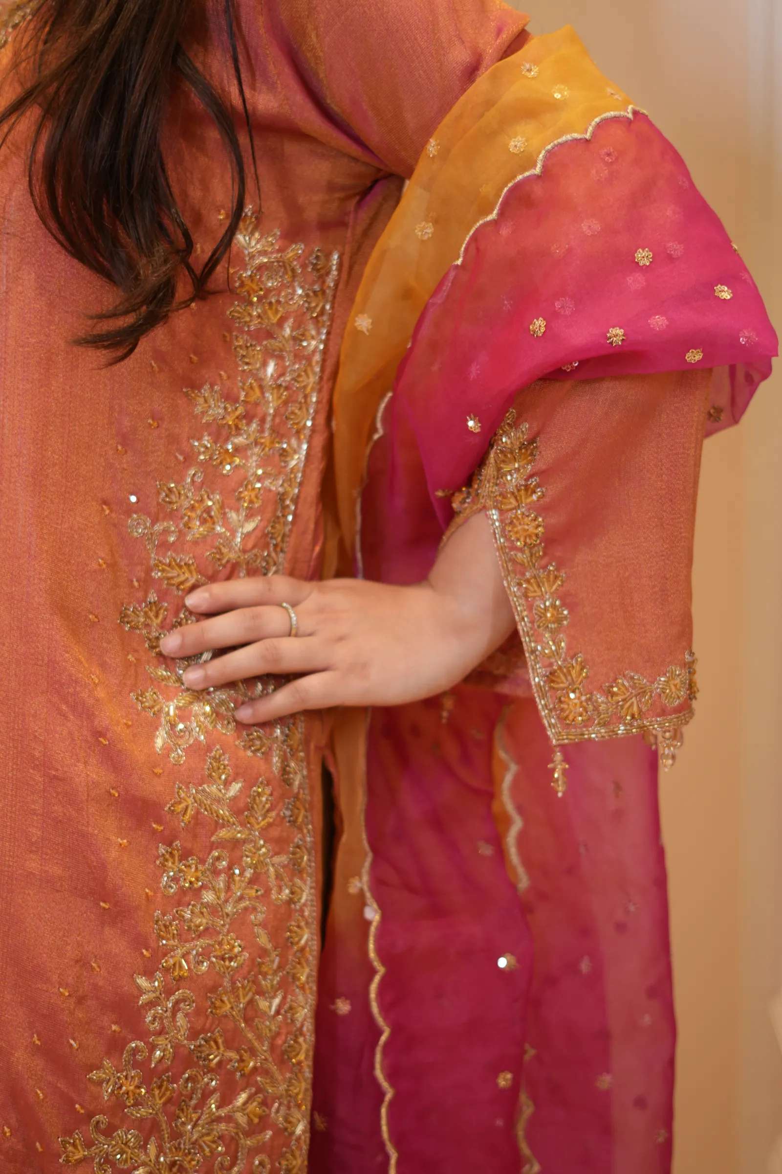 Sunset Ombré Zardozi Suit — photo 12